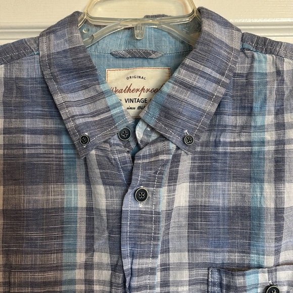 Weatherproof men’s blue short sleeve button down shirt size large - Picture 2 of 9